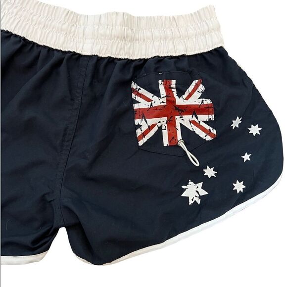 YOUTH Union Jack Navy Elastic Waist Short Athletic Draw String Short L - Picture 2 of 6